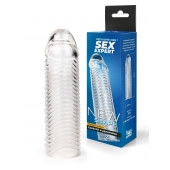 Прозрачная закрытая насадка на пенис с ребрышками - 16 см. - Sex Expert - в Волгодонске купить с доставкой
