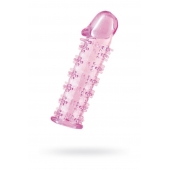 Гелевая розовая насадка на фаллос с шипами - 12 см. - Toyfa Basic - в Волгодонске купить с доставкой