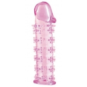 Гелевая розовая насадка на фаллос с шипами - 12 см. - Toyfa Basic - в Волгодонске купить с доставкой