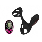 Чёрная насадка на фаллос Gladiator + LRS  с трехкнопочным пультом управления - Adrien Lastic - в Волгодонске купить с доставкой