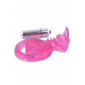 Розовая вибронасадка со стимулятор клитора   Язычок - Toyfa Basic - в Волгодонске купить с доставкой