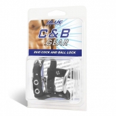 Утяжка на пенис на замочке Duo Cock And Ball Lock - BlueLine - купить с доставкой в Волгодонске