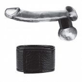 Чёрная утяжка на мошонку 1  Velcro Ball Stretcher - BlueLine - купить с доставкой в Волгодонске