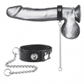 Утяжка на пенис с поводком Snap Cock Ring With 12  Leash - BlueLine - купить с доставкой в Волгодонске