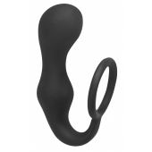 Чёрное эрекционное кольцо с анальной пробкой Double Pleasure Anal Plug - Lola Games - в Волгодонске купить с доставкой