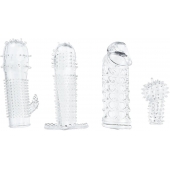 Набор из 4 насадок на член Pleasured Penis Enhancement Sleeve 4 Pack - XR Brands - в Волгодонске купить с доставкой