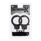 Чёрные наручники из листового металла в комплекте с веревкой BONDX METAL CUFFS LOVE ROPE SET - Dream Toys - купить с доставкой в Волгодонске