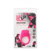 Розовое эрекционное кольцо с щеточкой LIT-UP SILICONE STIMU RING 5 - Dream Toys - в Волгодонске купить с доставкой