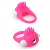 Розовое эрекционное кольцо с щеточкой LIT-UP SILICONE STIMU RING 5 - Dream Toys - в Волгодонске купить с доставкой