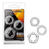 Набор из 3 прозрачных эрекционных колец Stay Hard Beaded Cockrings - Blush Novelties - в Волгодонске купить с доставкой