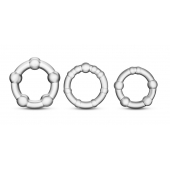 Набор из 3 прозрачных эрекционных колец Stay Hard Beaded Cockrings - Blush Novelties - в Волгодонске купить с доставкой