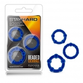 Набор из 3 синих эрекционных колец Stay Hard Beaded Cockrings - Blush Novelties - в Волгодонске купить с доставкой