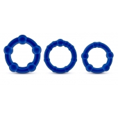 Набор из 3 синих эрекционных колец Stay Hard Beaded Cockrings - Blush Novelties - в Волгодонске купить с доставкой