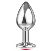 Большая серебристая анальная пробка Diamond Red Sparkle Large с красным кристаллом - 8 см. - Lola Games - купить с доставкой в Волгодонске