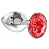Малая серебристая анальная пробка Diamond Red Sparkle Small с красным кристаллом - 7 см. - Lola Games - купить с доставкой в Волгодонске