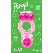 Розовое эрекционное кольцо с вибрацией Rings Ringer - Lola Games - в Волгодонске купить с доставкой