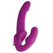 Ярко-розовый безремневой вибрострапон Evoke Vibrating Strapless Silicone Strap-on Dildo - XR Brands - купить с доставкой в Волгодонске