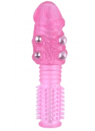 Стимулирующая розовая насадка с шишечками и шипами - 13,5 см. - Toyfa Basic - в Волгодонске купить с доставкой