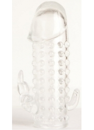 Гелевая прозрачная насадка с 2 отростками - 13 см. - Toyfa Basic - в Волгодонске купить с доставкой