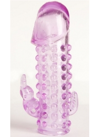 Закрытая фиолетовая насадка с 2 отростками - 13 см. - Toyfa Basic - в Волгодонске купить с доставкой