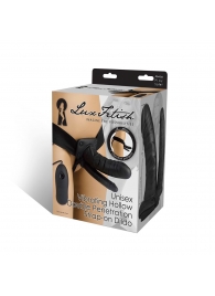 Полый страпон с двумя отростками и вибрацией Unisex Vibrating Hollow Strap-On Double Penetrating Dildo - 17,8 см. - Lux Fetish - купить с доставкой в Волгодонске