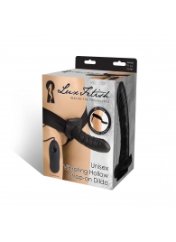 Чёрный полый страпон с вибрацией Unisex Vibrating Hollow Strap-On - 14 см. - Lux Fetish - купить с доставкой в Волгодонске