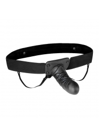 Чёрный полый страпон с вибрацией Unisex Vibrating Hollow Strap-On - 14 см. - Lux Fetish - купить с доставкой в Волгодонске