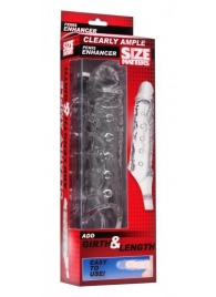 Прозразная закрытая насадка на пенис с поддержкой мошонки Clearly Ample Penis Enhancer - 22 см. - XR Brands - в Волгодонске купить с доставкой