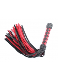 Черно-красная клеть с плетеной ручкой с ромбовидным узором - 45 см. - БДСМ Арсенал - купить с доставкой в Волгодонске