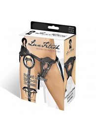 Черные трусики для страпона из патентованной кожи - Lux Fetish - купить с доставкой в Волгодонске