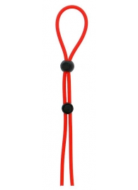 Красное лассо на пенис с двумя бусинами STRETCHY LASSO CAGE - Dream Toys - в Волгодонске купить с доставкой