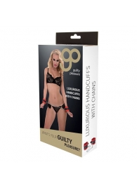 Красно-чёрные наручники на металлической цепочке - Blush Novelties - купить с доставкой в Волгодонске