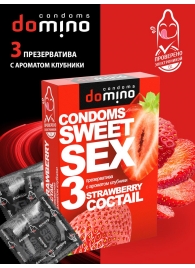 Презервативы для орального секса DOMINO Sweet Sex с ароматом клубничного коктейля  - 3 шт. - Domino - купить с доставкой в Волгодонске