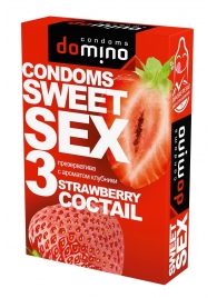 Презервативы для орального секса DOMINO Sweet Sex с ароматом клубничного коктейля  - 3 шт. - Domino - купить с доставкой в Волгодонске