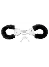 Меховые чёрные наручники Beginner s Furry Cuffs - Pipedream - купить с доставкой в Волгодонске