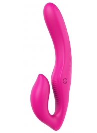 Ярко-розовый безремневой страпон REMOTE DOUBLE DIPPER - 22 см. - Dream Toys - купить с доставкой в Волгодонске