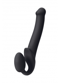 Черный безремневой страпон Silicone Bendable Strap-On M - Strap-on-me - купить с доставкой в Волгодонске