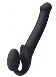 Черный безремневой страпон Silicone Bendable Strap-On M - Strap-on-me - купить с доставкой в Волгодонске