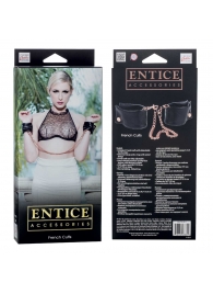 Черные мягкие наручники Entice French Cuffs с цепью - California Exotic Novelties - купить с доставкой в Волгодонске