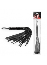 Черная гладкая плеть-флоггер с ручкой - 40 см. - Notabu - купить с доставкой в Волгодонске