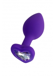 Фиолетовая анальная втулка Diamond Heart с прозрачным кристаллом - 7 см. - ToyFa - купить с доставкой в Волгодонске