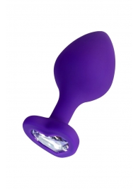 Фиолетовая анальная втулка Diamond Heart с прозрачным кристаллом - 8 см. - ToyFa - купить с доставкой в Волгодонске