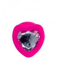 Розовая анальная втулка Diamond Heart с прозрачным кристаллом - 9,5 см. - ToyFa - купить с доставкой в Волгодонске
