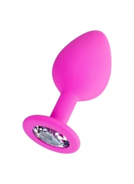 Розовая анальная втулка Brilliant с прозрачным кристаллом - 8 см. - ToyFa - купить с доставкой в Волгодонске