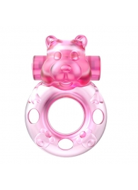 Розовое эрекционное виброкольцо на пенис Pink Bear - Baile - в Волгодонске купить с доставкой