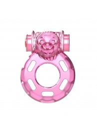 Розовое эрекционное кольцо с вибрацией Pink Bear - Baile - в Волгодонске купить с доставкой
