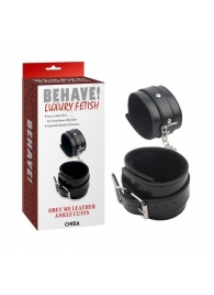 Черные оковы на ноги Obey Me Leather Ankle Cuffs - Chisa - купить с доставкой в Волгодонске
