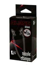 Черные зажимы на соски на цепочке BLAZE DELUXE NIPPLE CLAMPS - Dream Toys - купить с доставкой в Волгодонске