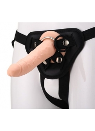 Телесный страпон на черных трусиках STRAP ON REAL DILDO - 20 см. - Dream Toys - купить с доставкой в Волгодонске