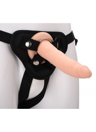 Телесный страпон на черных трусиках STRAP ON REAL DILDO - 20 см. - Dream Toys - купить с доставкой в Волгодонске